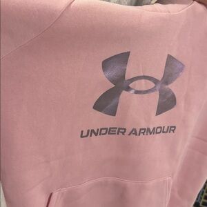 BRAND NWT Under Armour Light Pink Hoodie with Silver Logo